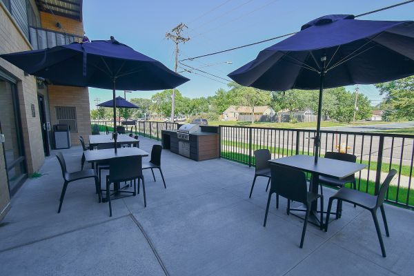outdoor patio with grill stations